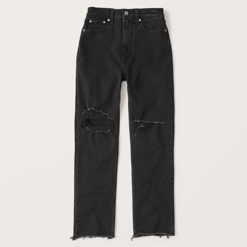 Abercrombie & Fitch Women's High Rise Black Distressed Jeans